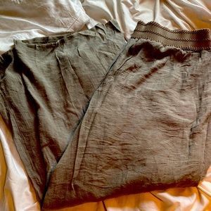Apt 9 size Xl wide leg linen pants, elastic waistband, grey